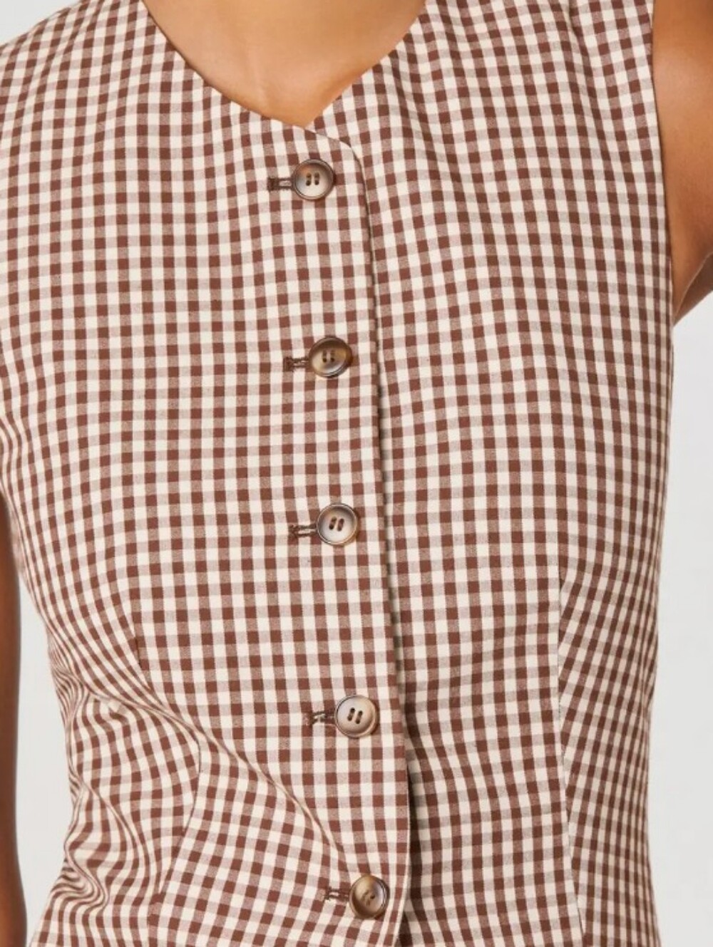 ASTR Karan Check Cotton Vest - S - Picture 2 of 5